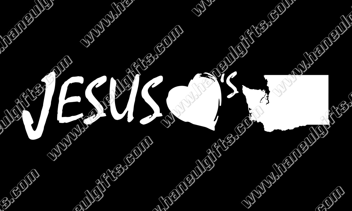 "Jesus Loves WA" ∙ Permanent Vinyl Decal 11" x 2.5"
